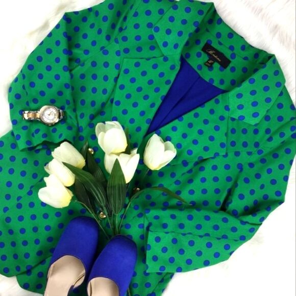 Gorgeous Kelly Green Pop Polka Dot Blazer - Picture 3 of 3